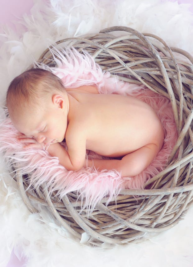 New Born baby photography in a Basket